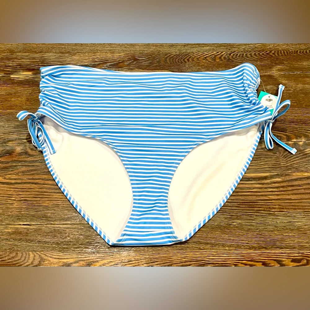 Outdoor Oasis High Rise Swim Bottom Only - Light Blue Stripe  - 1X - NWT